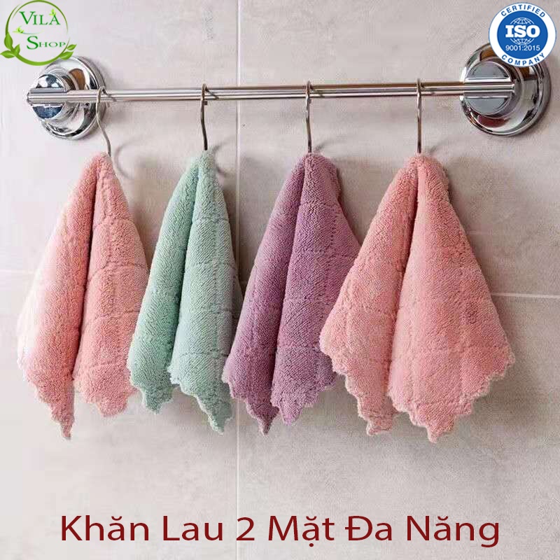 Khăn Lau Bếp, Khăn Lau Đa Năng 2 Mặt Siêu Thấm Hút, Chất Liệu Khăn Mềm Mịn Làm Sạch Hiệu Quả Kích Thước 29cm x 29 cm