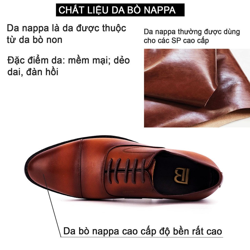 Giày nam oxford công sở da bò nappa cao cấp màu nâu G106- Bụi leather- hộp sang trọng -Bảo hành 12 tháng
