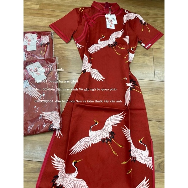 áo dai sườn xám đỏ hàng nhập quảng châu loại 1 đỏ tươi đô xinh đẹp
