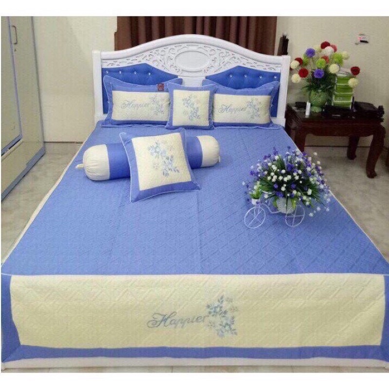Bộ ga gối cotong satin gồm 1vỏ ga 2 vỏ gối đầu che phủ 3thành gường