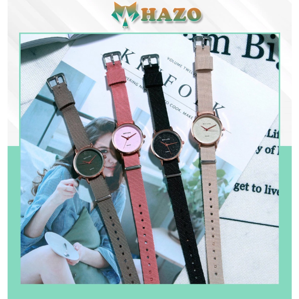 Đồng Hồ Nữ Geneva Dây Vải Thời Trang Nhiều Màu Sang Chảnh - Hazo