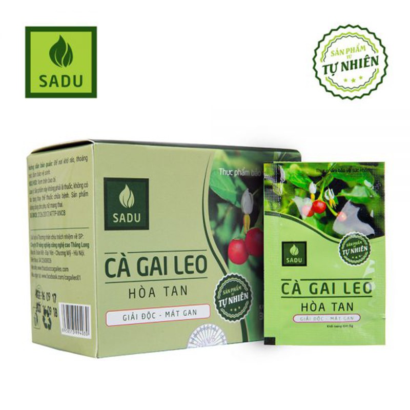 (Mua 5 Tặng 1) Trà Cà Gai Leo Hoà Tan Sadu - Giải Độc, Hạ Men Gan Hộp 150g (30 Túi *5g/gói)