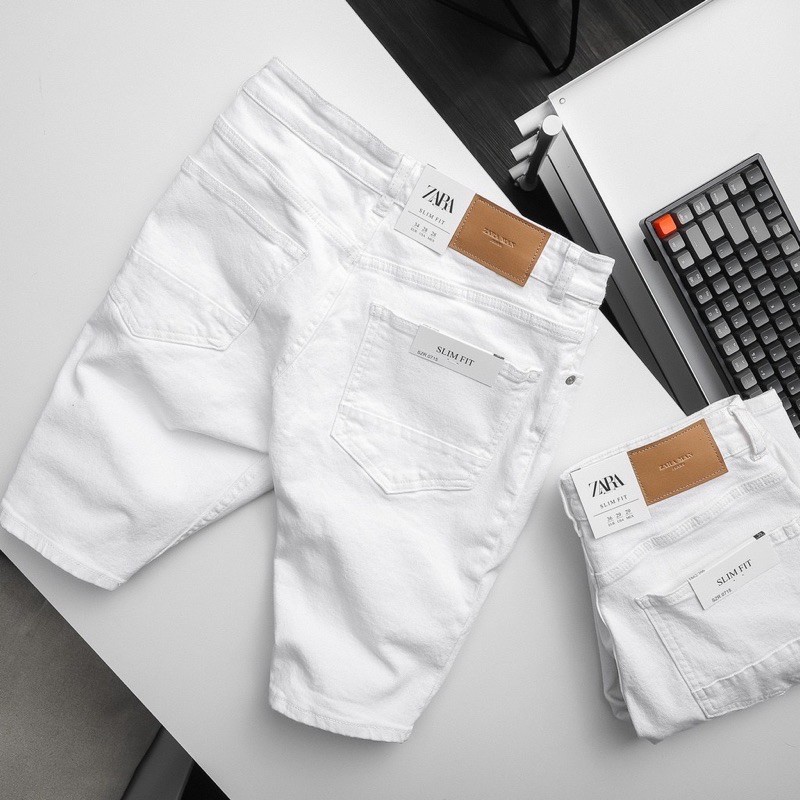Quần short jean nam 02 màu đen trắng| Quần ngố nam jean co giản hàng cáo cấp