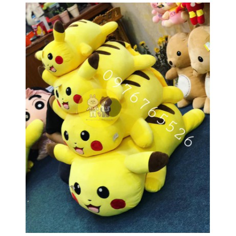 GẤU BÔNG PIKACHU DÁNG NẰM MÀU VÀNG kích thước 55cm-70cm-1m-1m3 Bueno store