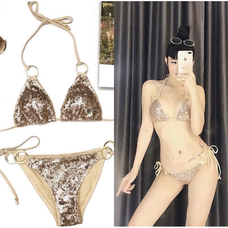[BKN77] &lt;ÂU&gt; SET BIKINI BLING BLING 5 MÀU [BE/XANH/TRẮNG]