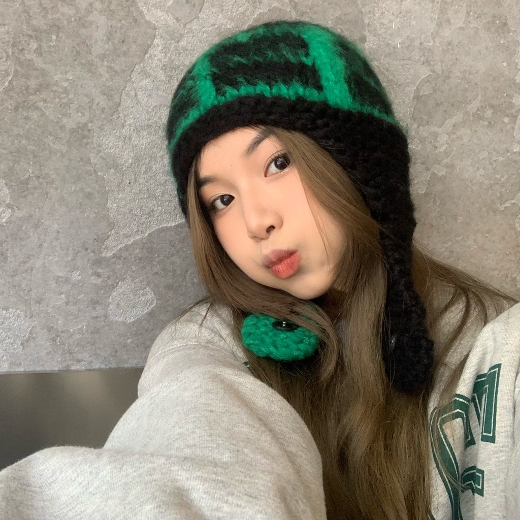 Mũ Len Dệt Kim Mềm Mại Màu Hồng fufu y2 Phong Cách Hip-Hop Châu Á Dễ Thương Phù Hợp Cho Bạn Trai
