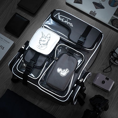 Balo thời trang nam nữ Supr5 balo phản quang unisex màu ghi xám cá tính BL2