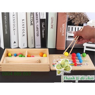 Đồ chơi gỗ bé tập gắp hạt – Giáo cụ montessori – Vận động tinh