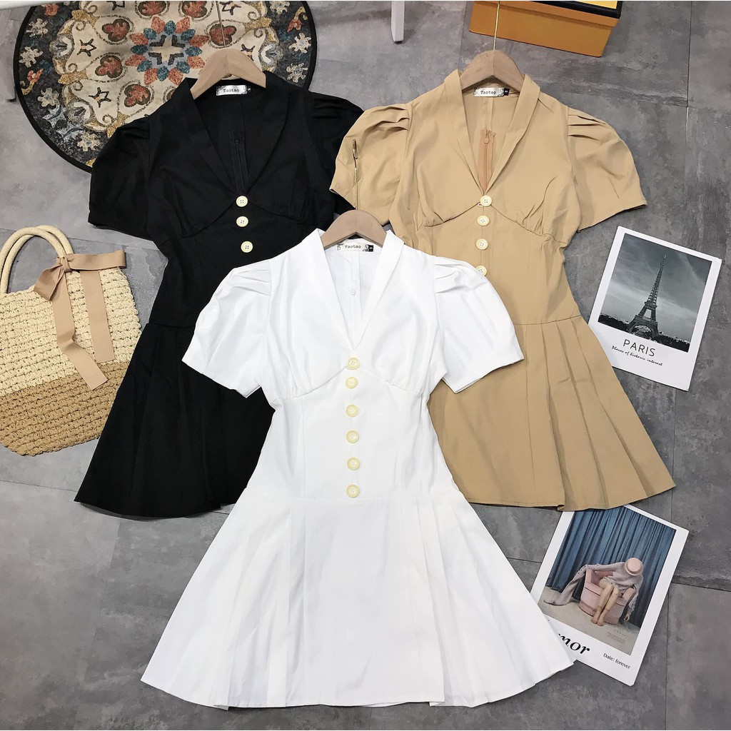 [Mã SKAMA06 giảm 8% tối đa 50K đơn 250K] Váy cổ V nhỏ đuôi xếp ly mẫu mới (kèm ảnh thật,video) | BigBuy360 - bigbuy360.vn