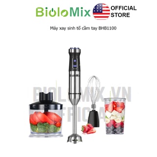 [BioloMix Brand] Máy xay sinh tố cầm tay 4 in 1 HB1100 công suất 1100W bằng thép không gỉ