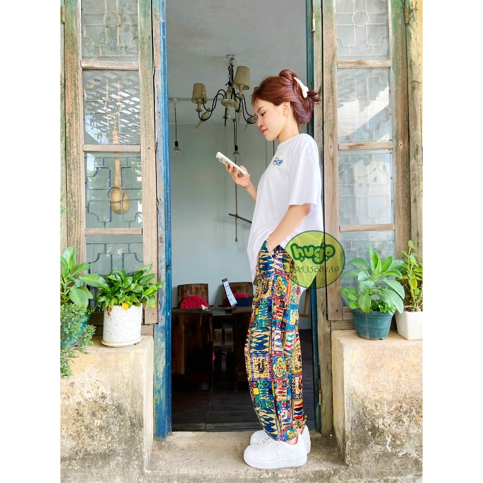 Quần lanh thổ cẩm  🌈 may tại xưởng 🌈 Quần alibaba lanh lụa chất đẹp nam nữ hoạ tiết thổ cẩm kẻ sọc Hugo Shop