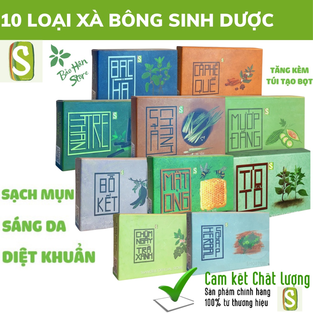 Xà Bông Sinh Dược Đủ 10 Mùi Hương (Xà Bông Nghệ, Mướp Đắng,...) Giảm Thâm Mông, Thâm Nách, Ngừa Mụn Lưng,...