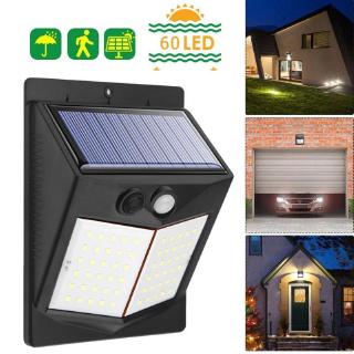 60 Đèn LED năng lượng mặt trời ngoài trời, không thấm nước, phát sáng trong bóng tối, cho hành lang, vườn, tường sân, ánh sáng trắng, 60 hạt led, 3 chế độ, chạy bằng năng lượng mặt trời 5,5V 0,55W