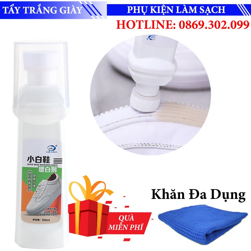 Tẩy trắng giày 100ml tặng Khăn lau đa dụng