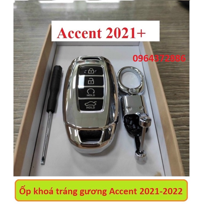 Ốp chìa khóa, bọc chìa khóa tráng gương xe Hyundai Accent 2021 - 2022 kèm móc treo siêu đẹp