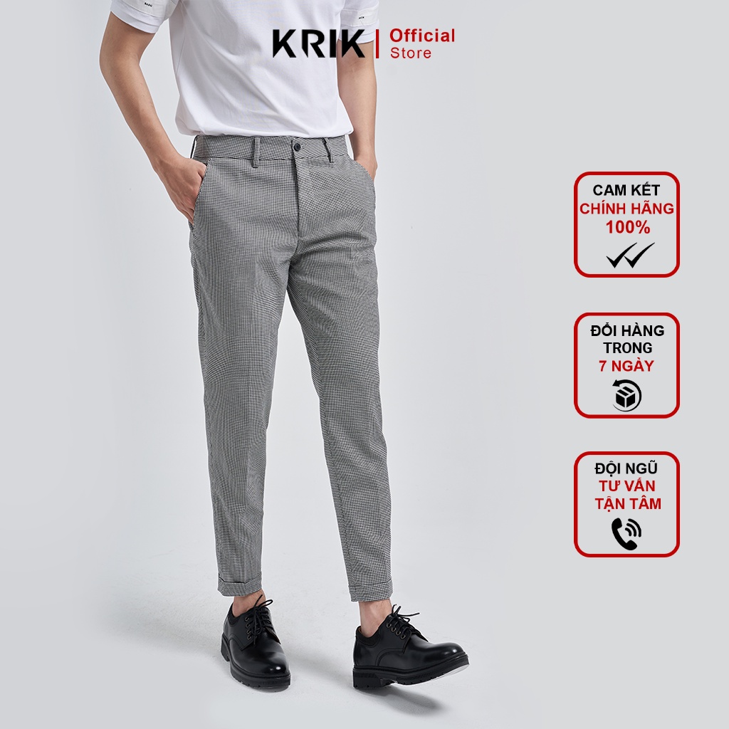 Quần Âu Nam KRIK Dáng Ngắn Form Slimfit Côn Sẵn Xắn Gấu 0077