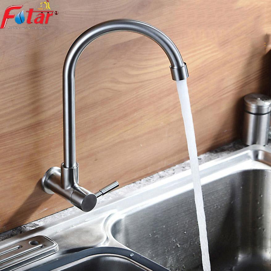 Vòi Rửa Chén Bát Lạnh Âm Tường INOX 304 cao cấp N5030 xoay 360 độ dùng cho 2 hộc chậu