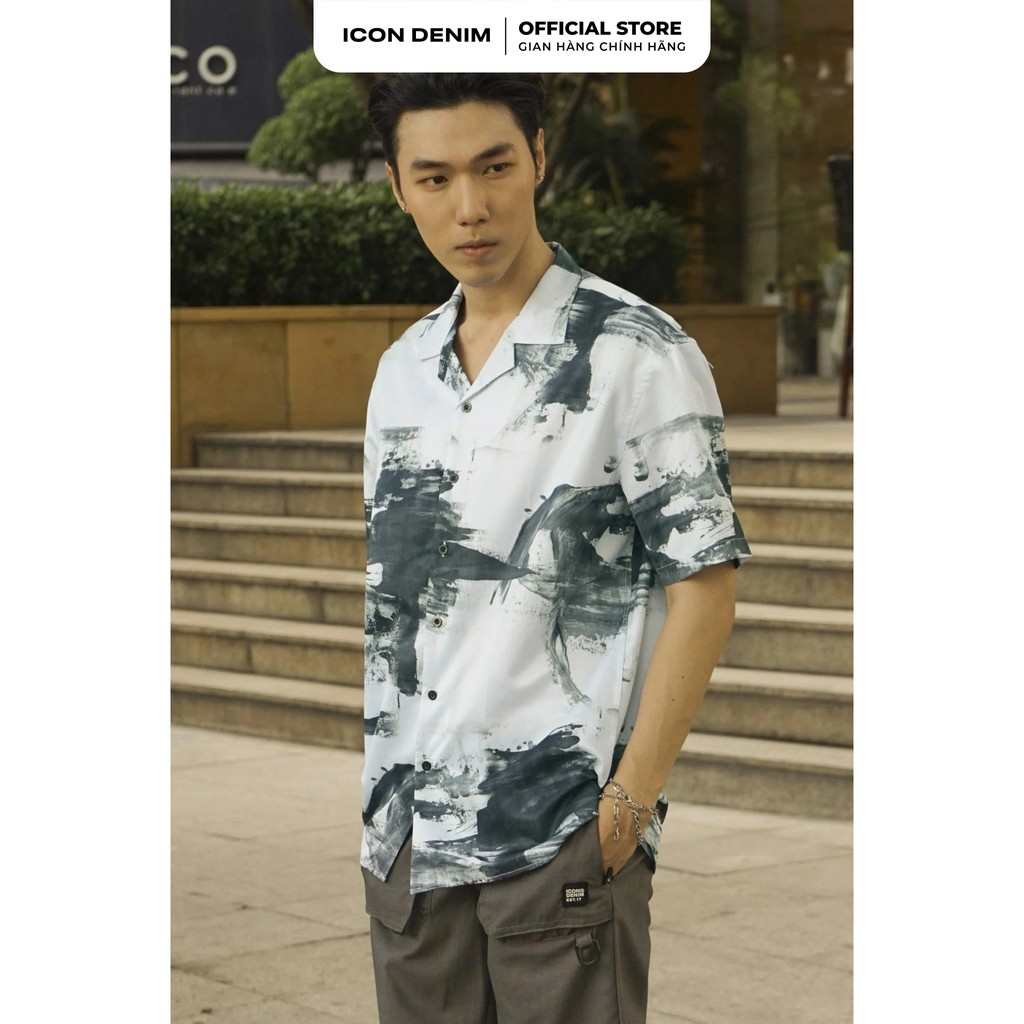 Áo Sơ Mi Nam ICON DENIM Tay Ngắn Cổ Vest Relax Fit Brush | BigBuy360 - bigbuy360.vn