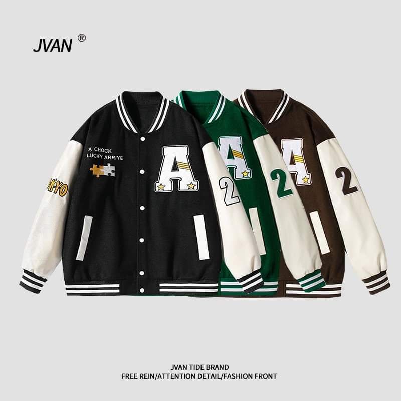 👉 Áo Khoác Varsity Local Brand Bomber Chữ A thêu cả Áo phù hợp cho cả Nam và Nữ