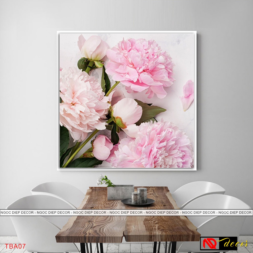 Tranh Decor phòng ngủ hoa mẫu đơn hiện đại treo tường trang trí phòng khách hiện đại nghệ thuật số hóa X39