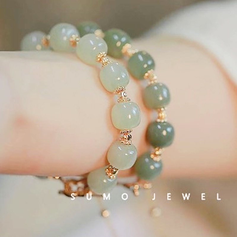 Vòng Tay Chuỗi Hạt Pha Lê Tròn Màu Xanh Lá Thời Trang Cho Nam Và Nữ