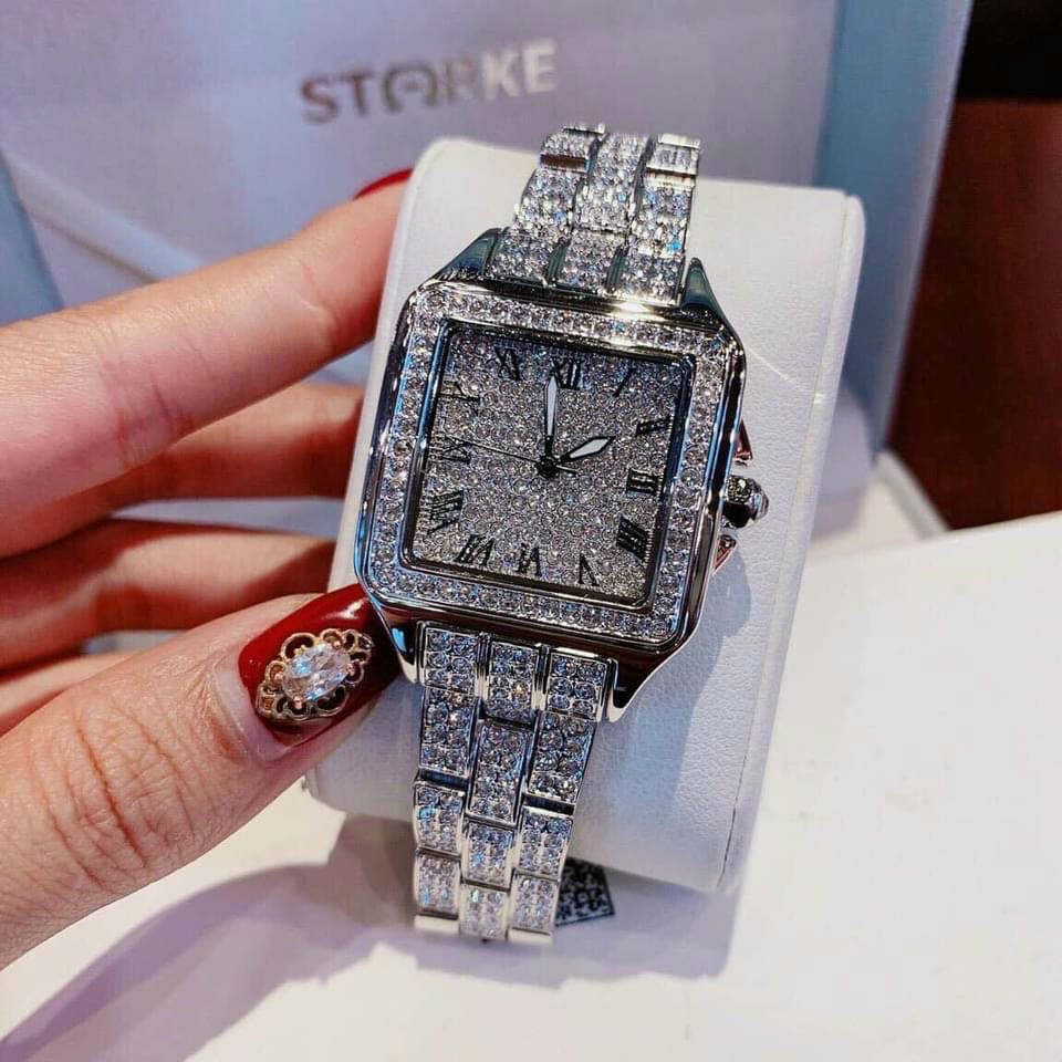 Đồng Hồ Nữ Davena D61151 , Mặt Vuông , Nạm Đá , Size 29x29mm