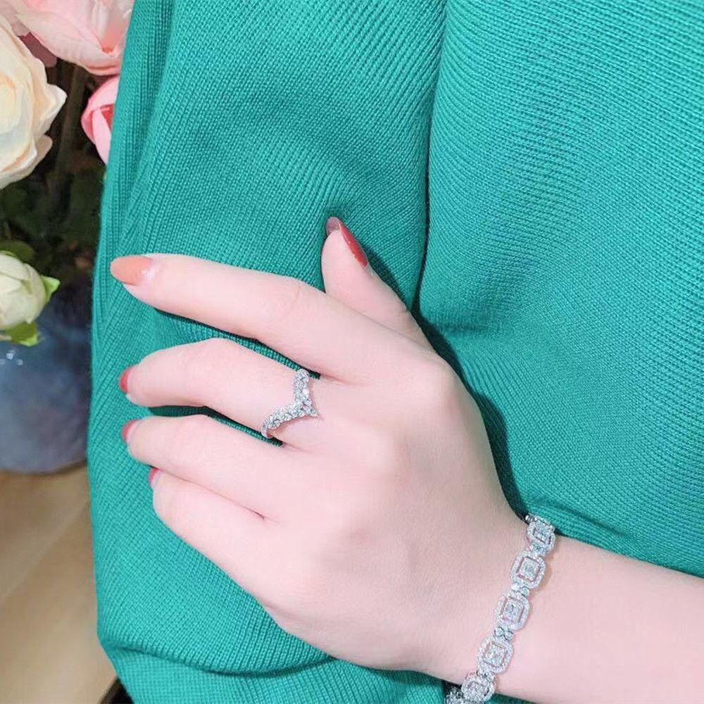 MOILYVN Nhẫn Nữ Mạ Bạc 925 Đính Đá Cz Kích Cỡ 5-11