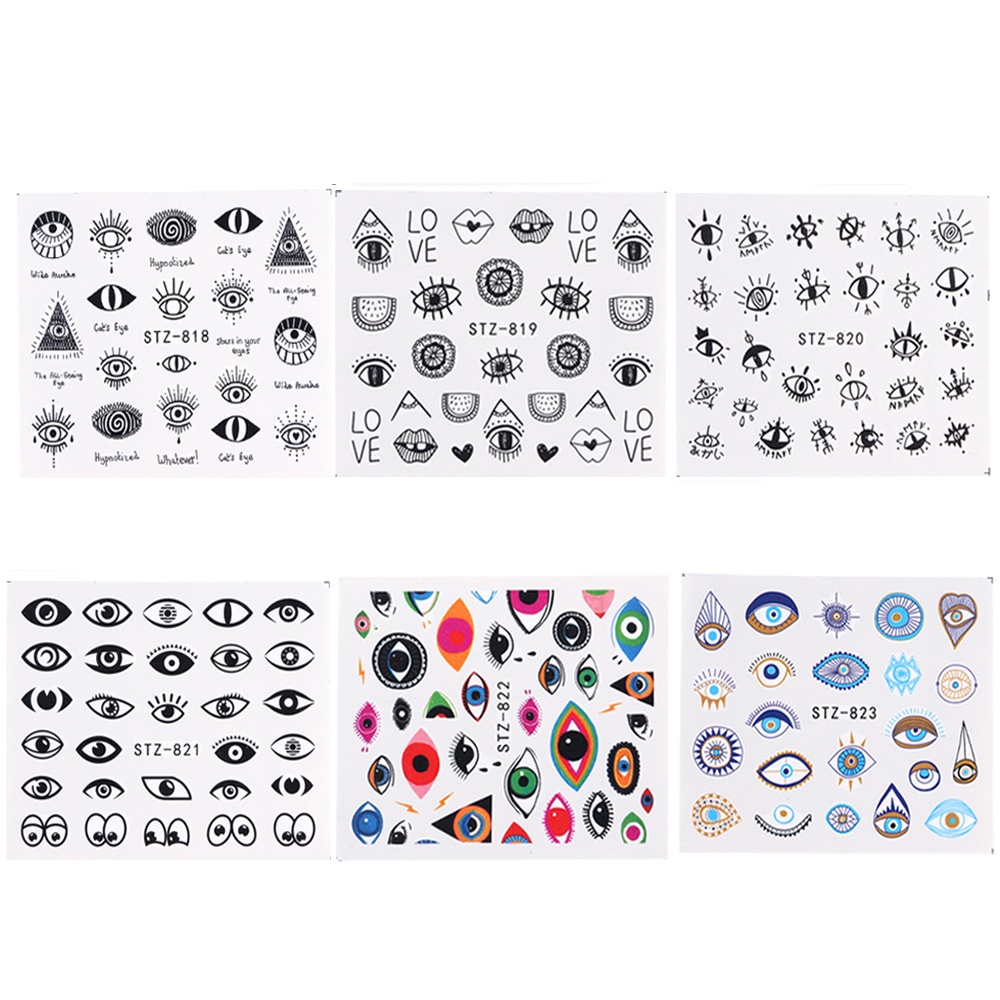 (Hàng Mới Về) 1 Tờ Miếng Dán Trang Trí Móng Tay Hình Mắt Quỷ Stz818-823