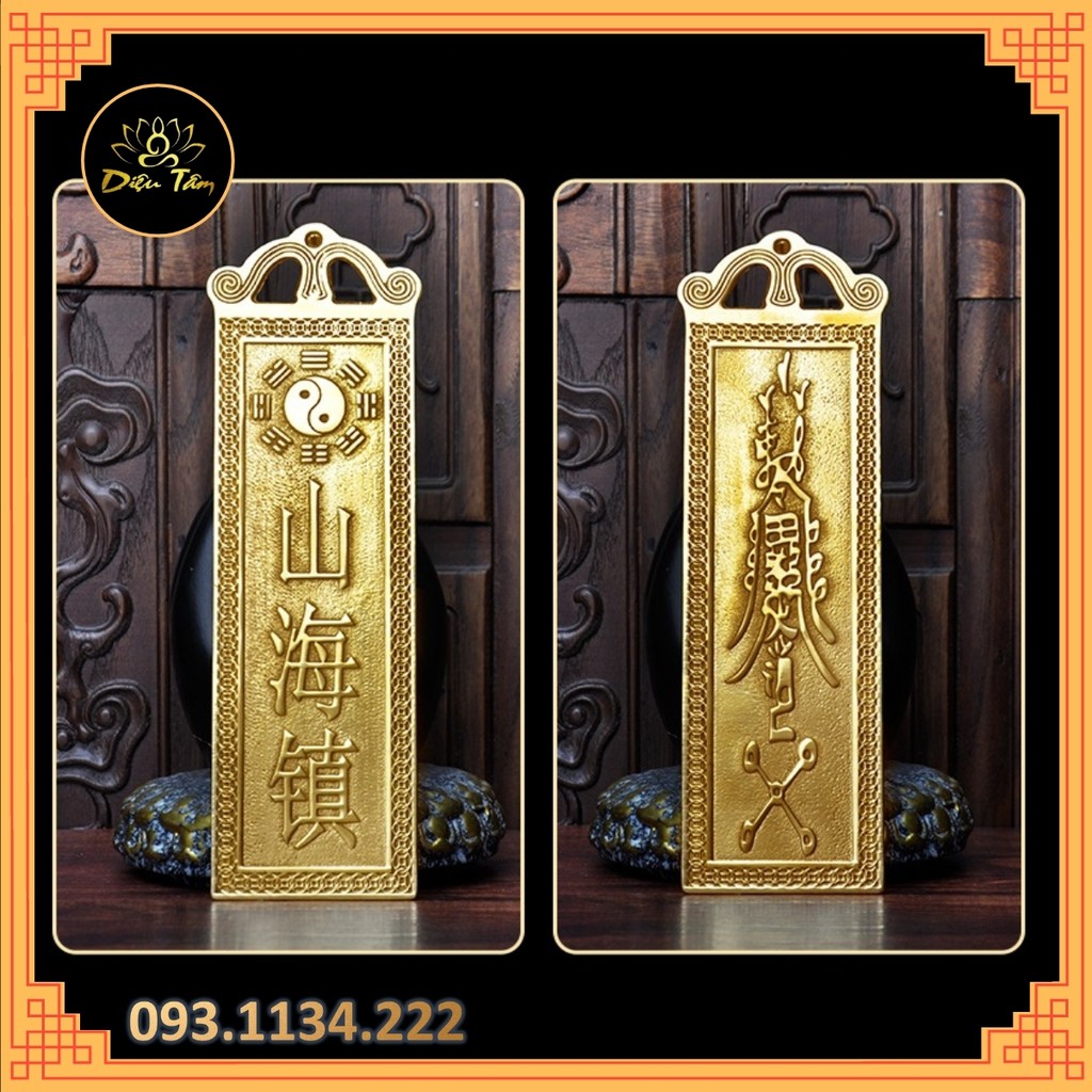 Kim bài trấn trạch mang phước lành bằng đồng đúc nguyên khối