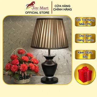 Đèn ngủ để bàn ♥️joymart♥️ đèn bàn thân gỗ tự nhiên, chao vải lụa xếp ly bền đẹp trang trí phòng ngủ mb6421