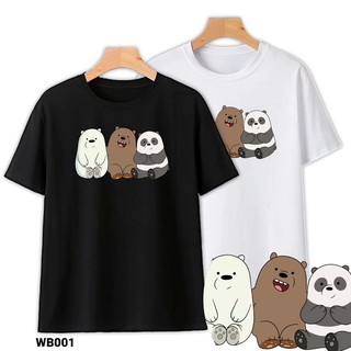 Áo Thun Cotton Ba Con Gấu Cute Unisex Nam Nữ Trắng Đen