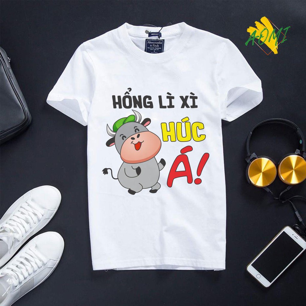 ÁO THUN UNISEX AOMI KHÔNG LÌ XÌ LÀ HÚC ÁO TẾT TAY NGẮN TAY LỠ NAM NỮ CHẤT VẢI LOẠI MỘT