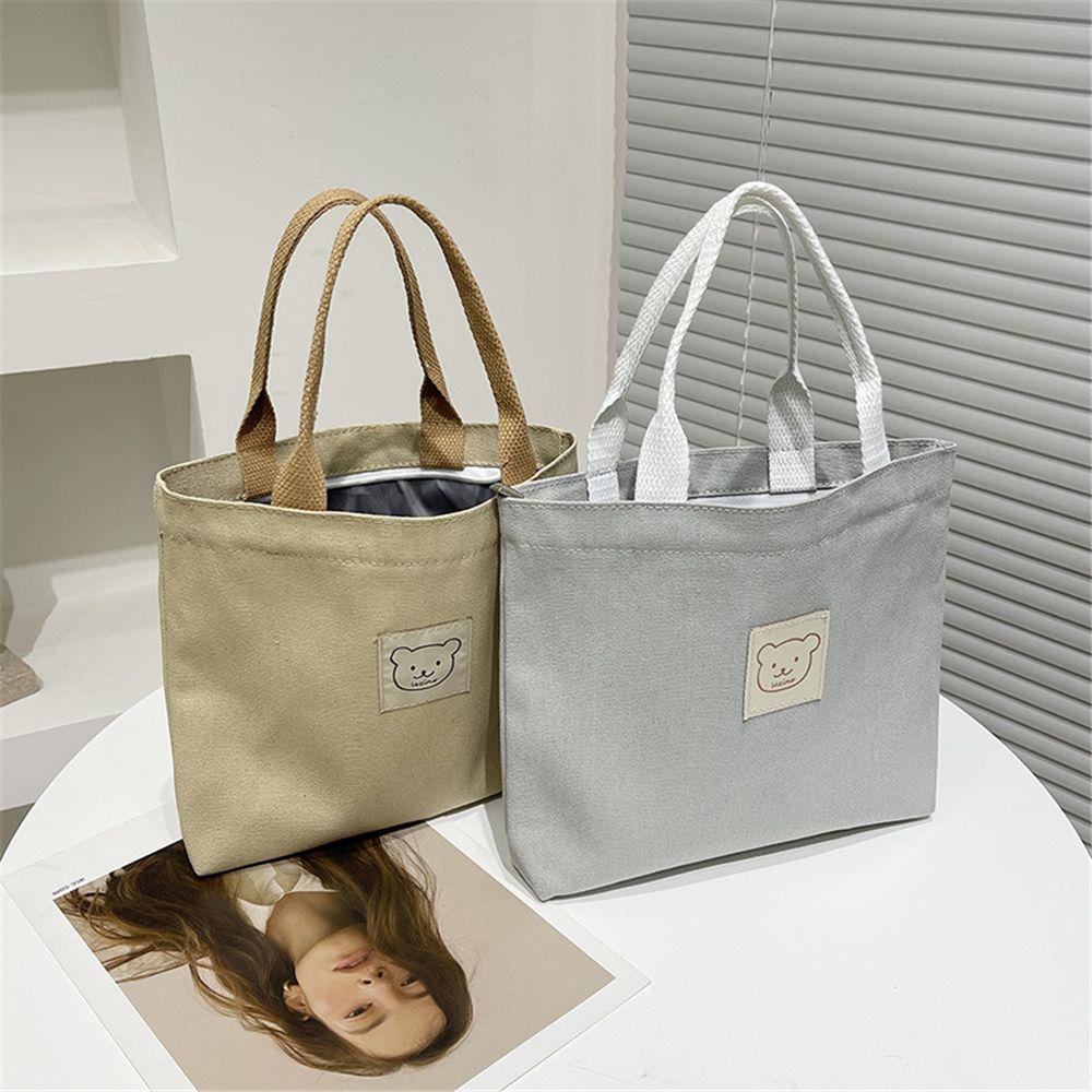 Túi Tote Vải Canvas Phong Cách Nhật Bản Thêu Hình Gấu Dễ Thương