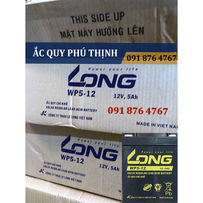 Ắc quy LONG 12V - 5Ah WPL5-12 - ắc quy lưu điện, UPS