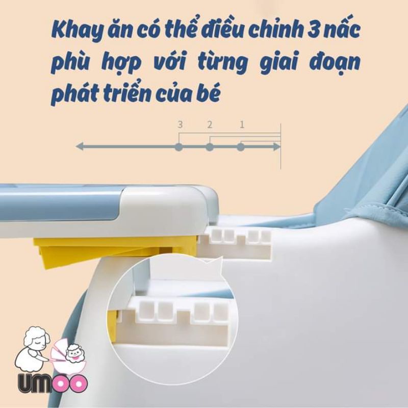 Ghế ăn dặm Umoo mẫu to bản nâng cấp 2021