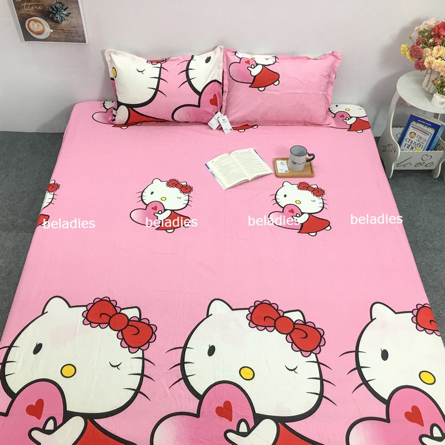 Vỏ ga bọc đệm 3 tấm 1 mặt ga trải gường kèm 2 vỏ gối nằm cotton poly cỡ 1m2 1m6 1m8 2m