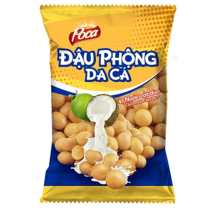 Dây 10 gói da cá đậu phộng nước cốt dừa Poca gói 42g