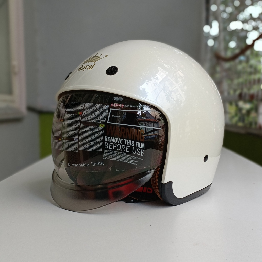 Nón bảo hiểm Royal M139 trắng kính âm