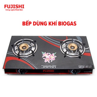 Bếp đôi sử dụng khí BIOGAS chén đồng kính cường lực FUJISHI FJ-BG3