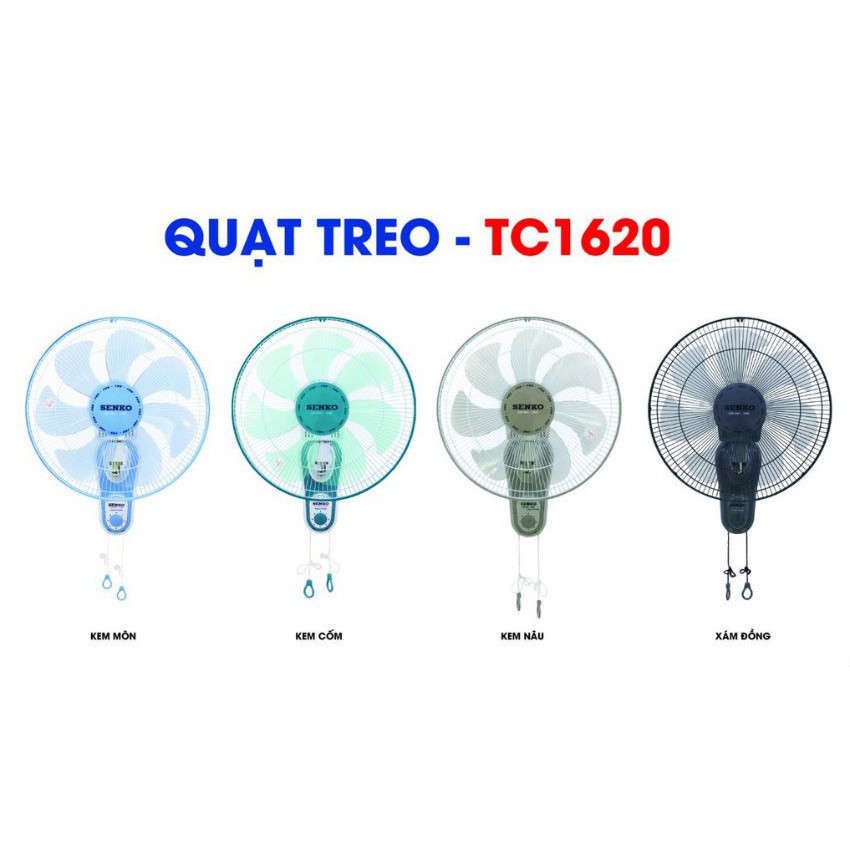 [Mã ELHA22 giảm 5% đơn 300K] Quạt Senko Treo Tường TC1620 65W - Quạt Senko 2 Dây 7 Cánh Chính Hãng Senko - BH 24 tháng