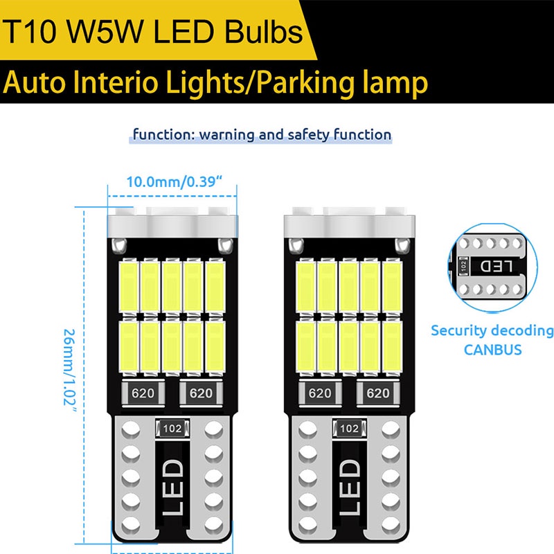 Set 10 Đèn Led W5W T10 Led W5W 15SMD Dành Cho Ô Tô