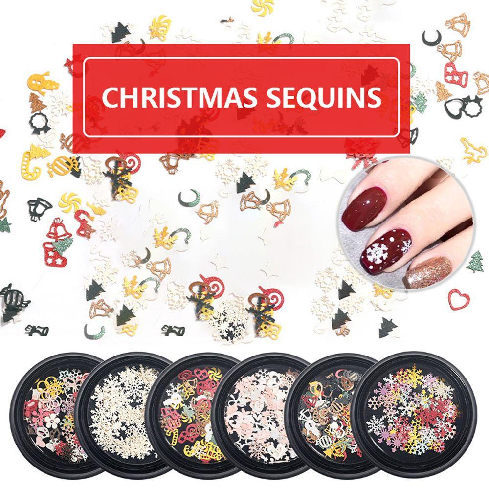 Hộp Sequin Lấp Lánh Họa Tiết Giáng Sinh 3D Nhiều Màu Sắc Dùng Trang Trí Móng Nghệ Thuật DIY