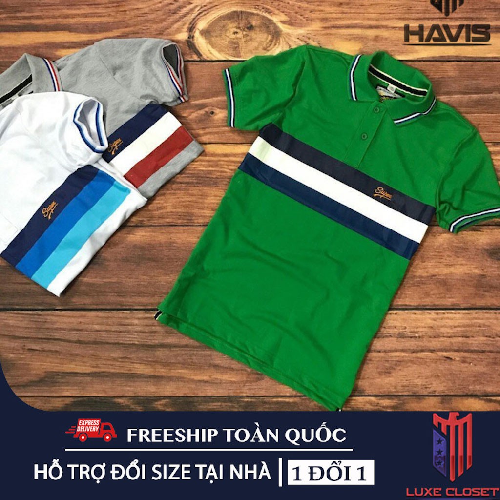 Áo thun nam có cổ Havis phối 3 sọc ngang cực đẹp ASTD052 | BigBuy360 - bigbuy360.vn