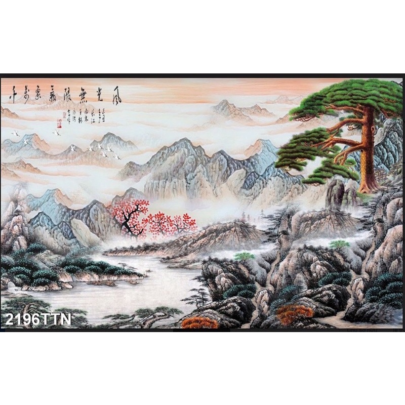 Tranh 3D trang trí hồ cá, bán cạn tiểu cảnh - chủ đề Thuỷ mặc part 7