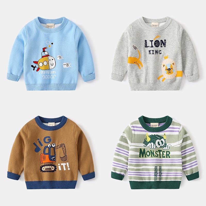 Áo len bé trai WELLKIDS, áo len 2 lớp cho bé