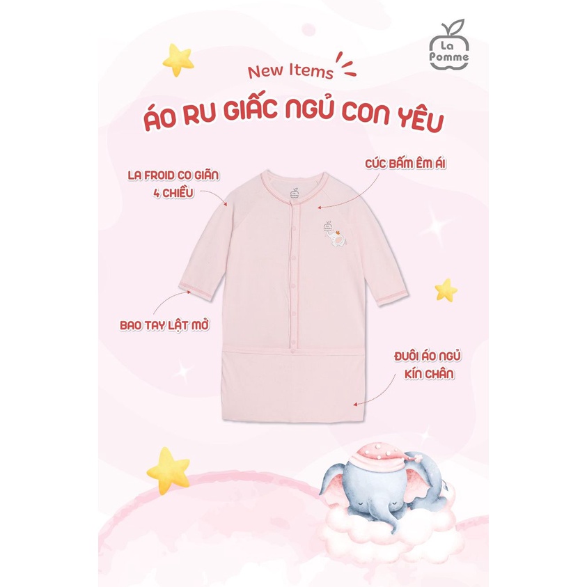 Túi ngủ sơ sinh La Pomme chú voi Dummo dành cho bé trai bé gái sơ sinh
