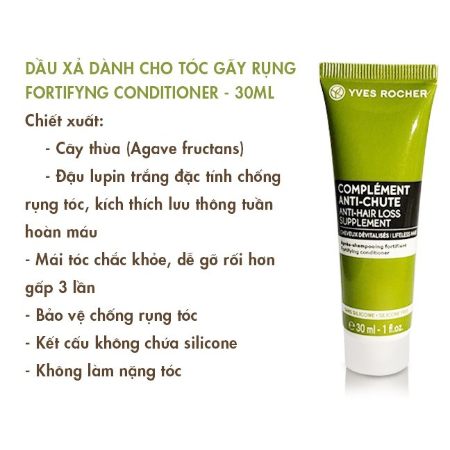 Dầu Xả Dành Cho Tóc Gãy Rụng Yves Rocher Lifeless Hair Forrtifying Conditioner 30ml