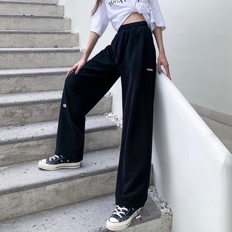 QKOOLE  Quần dài ống rộng thời trang năng động Hàn Quốc cho nữ