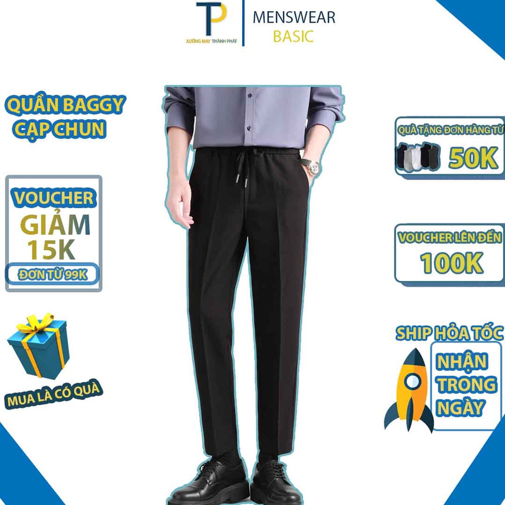 Quần baggy nam cạp chun form công sở, quần tây nam 5 màu cơ bản nhiều lưa chọn
