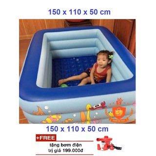 Bể bơi phao 3 tầng cho bé 150x110x55cm + Bơm Điện - SC123-SP1006